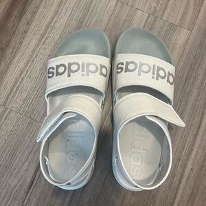 Adidas white/cream grey sandals slides size 9